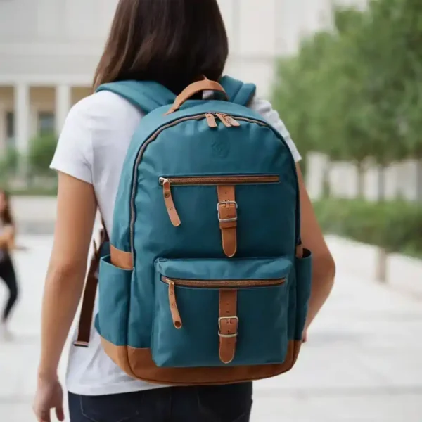 Woman carrying the Scholar School Backpack, a durable and spacious backpack perfect for students.