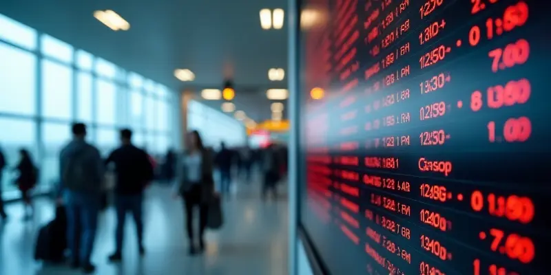 Delayed flight display board at an airport, highlighting why budget travelers should consider travel insurance for trip cancellations and delays.