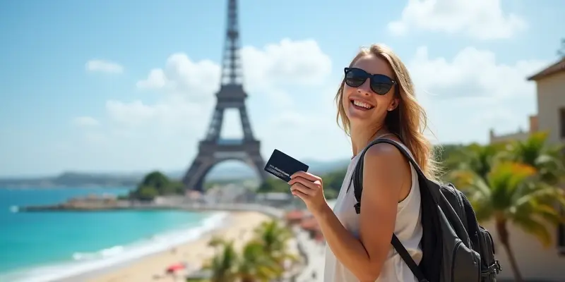 Traveler enjoying the benefits of a travel credit card.