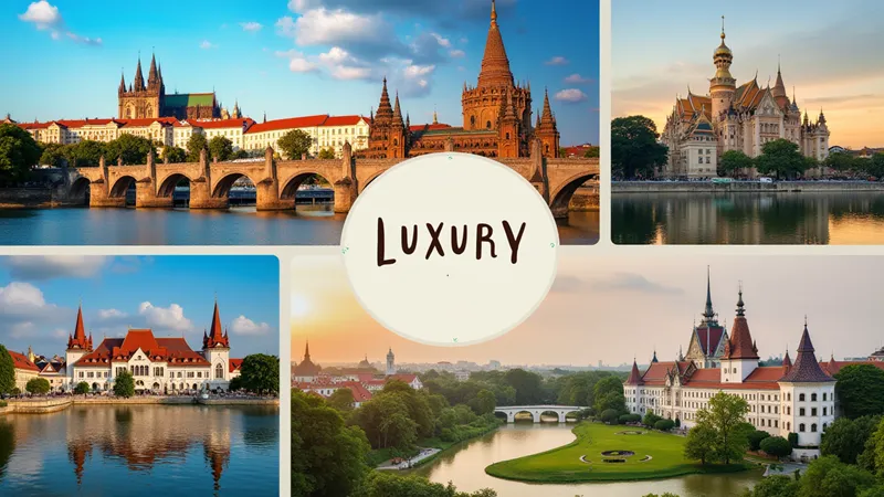 Collage of affordable luxury destinations including Prague, Bangkok, and the Loire Valley.